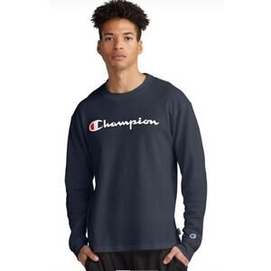 Champion Men Navy Waffle Cotton Blend Thermal Logo-Print Shirt Plus Size 3XL